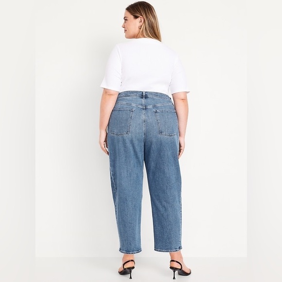 High Rise Barrel Leg Baggy Ankle Old Navy Jeans Size 20 Medium Wash - Picture 5 of 15